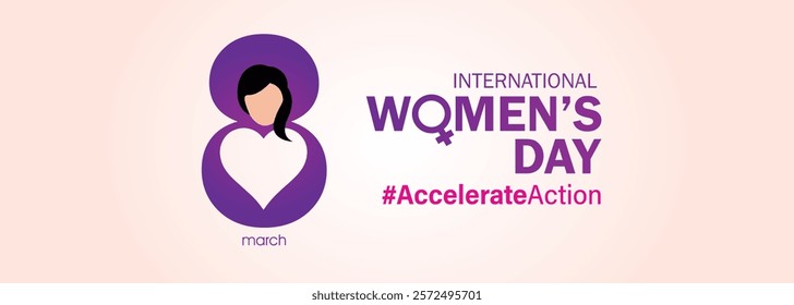 Accelerate action - International women's day concept poster. Woman sign illustration background. 2025 women's day campaign theme - #AccelerateAction