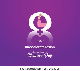 Accelerate action - International women's day concept poster. Woman sign illustration background. 2025 women's day campaign theme - #AccelerateAction