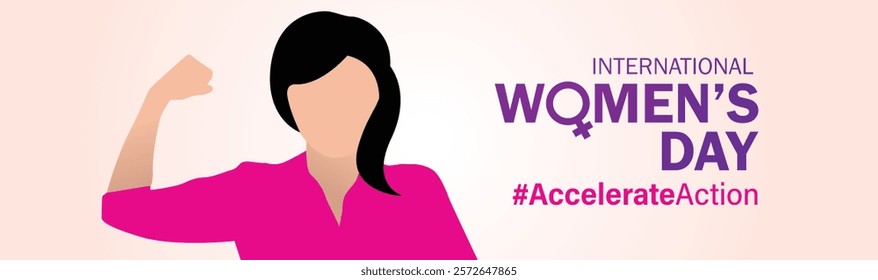 Accelerate action - International women's day concept poster. Woman sign illustration background. 2025 women's day campaign theme - #AccelerateAction