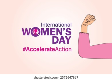 Accelerate action - International women's day concept poster. Woman sign illustration background. 2025 women's day campaign theme - #AccelerateAction