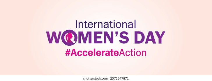 Accelerate action - International women's day concept poster. Woman sign illustration background. 2025 women's day campaign theme - #AccelerateAction