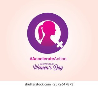 Accelerate action - International women's day concept poster. Woman sign illustration background. 2025 women's day campaign theme - #AccelerateAction