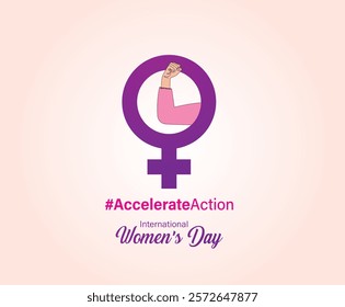 Accelerate action - International women's day concept poster. Woman sign illustration background. 2025 women's day campaign theme - #AccelerateAction