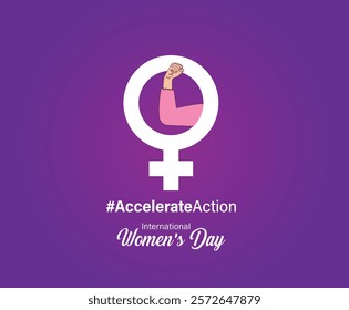 Accelerate action - International women's day concept poster. Woman sign illustration background. 2025 women's day campaign theme - #AccelerateAction