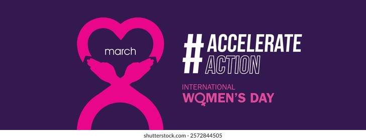 Accelerate action - International women's day concept poster. Woman sign illustration background. 2025 women's day campaign theme - #AccelerateAction