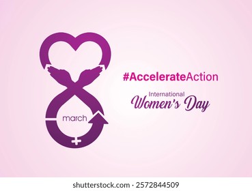 Accelerate action - International women's day concept poster. Woman sign illustration background. 2025 women's day campaign theme - #AccelerateAction