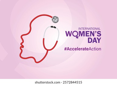 Accelerate action - International women's day concept poster. Woman sign illustration background. 2025 women's day campaign theme - #AccelerateAction