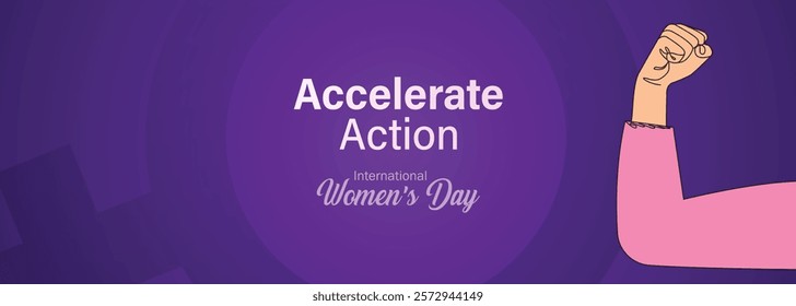 Accelerate action - International women's day concept poster. Woman sign illustration background. 2025 women's day campaign theme - #AccelerateAction