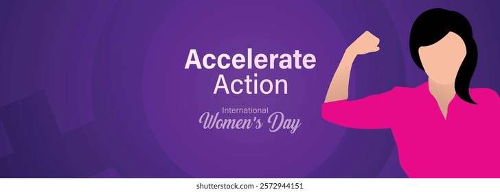 Accelerate action - International women's day concept poster. Woman sign illustration background. 2025 women's day campaign theme - #AccelerateAction