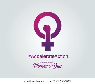 Accelerate action - International women's day concept poster. Woman sign illustration background. 2025 women's day campaign theme - #AccelerateAction