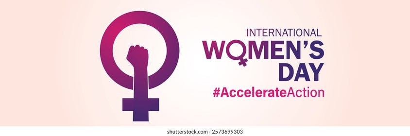 Accelerate action - International women's day concept poster. Woman sign illustration background. 2025 women's day campaign theme - #AccelerateAction