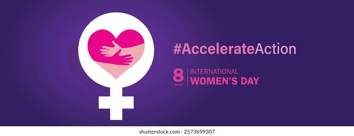 Accelerate action - International women's day concept poster. Woman sign illustration background. 2025 women's day campaign theme - #AccelerateAction