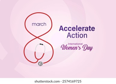 Accelerate action - International women's day concept poster. Woman sign illustration background. 2025 women's day campaign theme - #AccelerateAction