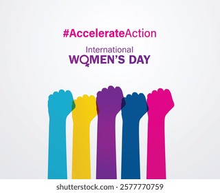 Accelerate action - International women's day concept poster. Woman sign illustration background. 2025 women's day campaign theme - #AccelerateAction