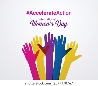 Accelerate action - International women's day concept poster. Woman sign illustration background. 2025 women's day campaign theme - #AccelerateAction