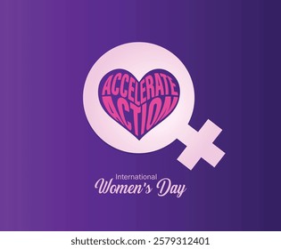 Accelerate action - International women's day concept poster. Woman sign illustration background. 2025 women's day campaign theme - #AccelerateAction