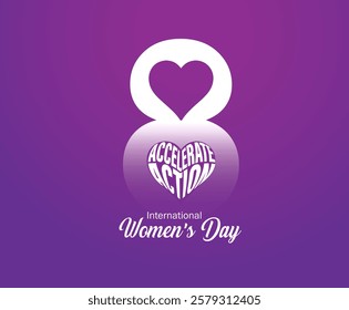 Accelerate action - International women's day concept poster. Woman sign illustration background. 2025 women's day campaign theme - #AccelerateAction