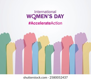 Accelerate action - International women's day concept poster. Woman sign illustration background. 2025 women's day campaign theme - #AccelerateAction