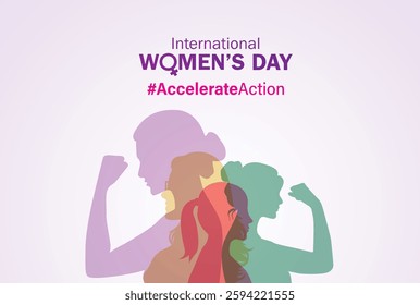 Accelerate action - International women's day concept poster. 2025 women's day campaign theme - #AccelerateAction