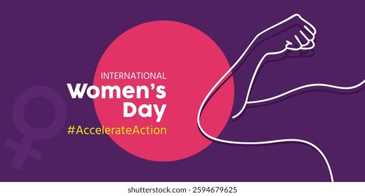 Accelerate Action International Women's Day 2025 campaign pose. Outline a woman making a strength gesture warm to show solidarity and support for women's rights and gender equality. #AccelerateAction