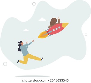 Accelerate business, increase agility and efficiency, sprint or fast, innovation to increase work speed concept. character life .