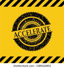 Accelerate inside warning sign, black grunge emblem. Vector Illustration. Detailed.