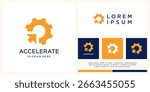 Accelerate logo design with arrow and gear
