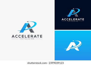 Accelerate logo, letter A logo design concept. Fast logo design template