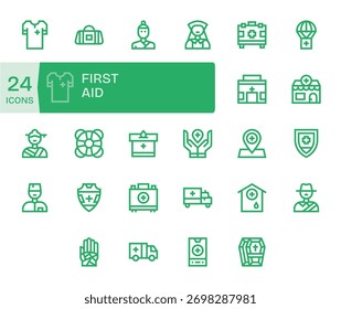 Accelerate UI creation with 24 Bold Line icons inspired by First Aid, carefully kerned and spaced.