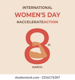 #AccelerateAction 2025 campaign. March 8 is Women's Day banner. Vector illustration.