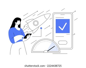 Accelerated mobile pages abstract concept vector illustration. Mobile website development, accelerated loading site, smartphone version, web page design, company page menu abstract metaphor.