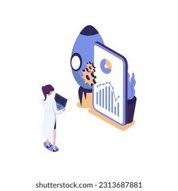 Diseño de ilustraciones vectoriales isométricas de estilo plano acelerado de páginas móviles