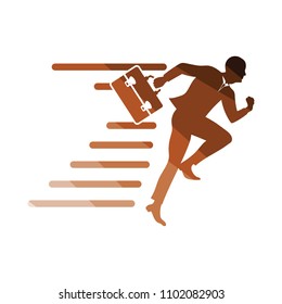 Accelerating businessman icon. Flat color design. Vector illustration.