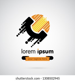 Accelerating handset logo template. For support and call centers. Creative and modern symbol for company identity, advertising, poster, leaflet, banner, web and flyer.