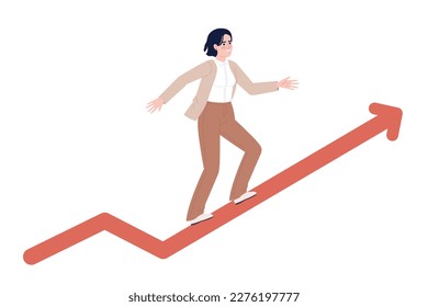 Accelerating personal growth in workplace flat concept vector spot illustration. Editable 2D cartoon character on white for web design. Strengthening ability creative idea for website, mobile app