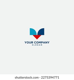 acceleration abstract W and V logo design red blue