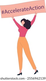 Acceleration of action, International Women's Day, March 8, vector on transparent background