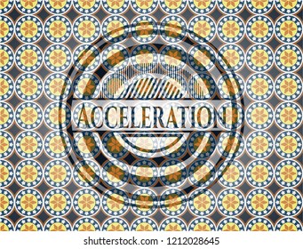 Acceleration arabic badge. Arabesque decoration.