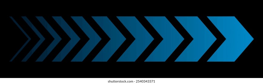 Icono de flecha azul de aceleración, señal de giro, concepto de velocidad - Vector