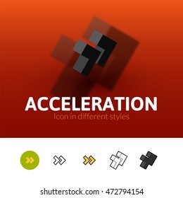 Acceleration color icon, vector symbol in flat, outline and isometric style isolated on blur background