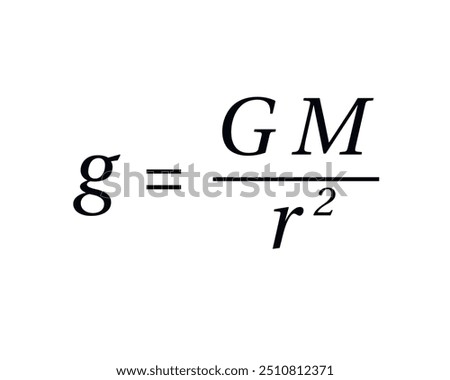Acceleration Due to Gravity Formula on the white background. Education. Science. School. Formula. Vector illustration.