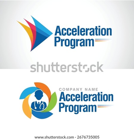 Acceleration Fast Doctor Pharma Company Logo Set Modern Abstract Colorful Conference Logo Template for Your Event or Conference. Modern Colorful Logo Template Ready For Use, Modern Initial Logo