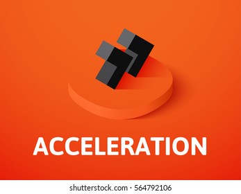 Acceleration icon, vector symbol in flat isometric style isolated on color background