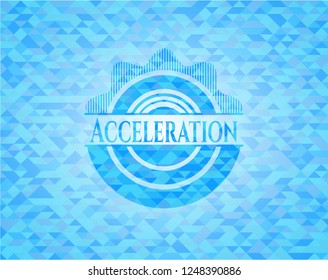 Acceleration light blue emblem. Mosaic background
