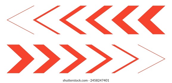 Aceleración Icono de flecha roja, señal de giro, velocidad - Vector aislado.