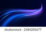 Acceleration speed motion on night road. Magic moving fast speed lines. Blurred car light motion effect, city road background with long exposure night lights. Png,  ray, abstract, energy, pack, effect