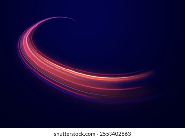 Acceleration speed motion on night road. Magic moving fast speed lines. Blurred car light motion effect, city road background with long exposure night lights. Png,  ray, abstract, energy, pack, effect
