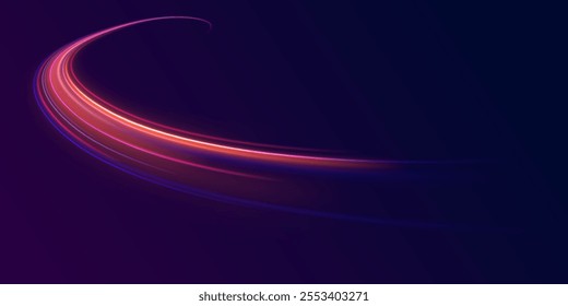 Acceleration speed motion on night road. Magic moving fast speed lines. Blurred car light motion effect, city road background with long exposure night lights. Png,  ray, abstract, energy, pack, effect