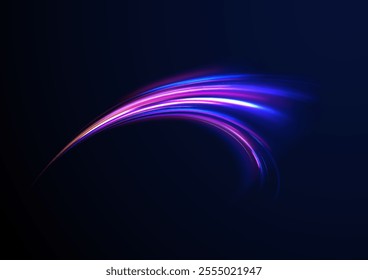 Acceleration speed motion on night road. Colorful Light Trails, Long Time Exposure Motion Blur Effect. Abstract fire flare trace lens flares acceleration speed motion on night road. 