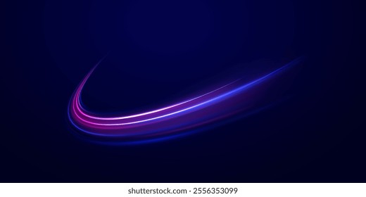 Acceleration speed motion on night road. Colorful Light Trails, Long Time Exposure Motion Blur Effect. Abstract fire flare trace lens flares acceleration speed motion on night road. 